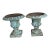 Vintage Pair French Country Cast Iron Verdigris Green Garden Urns Planters For Sale