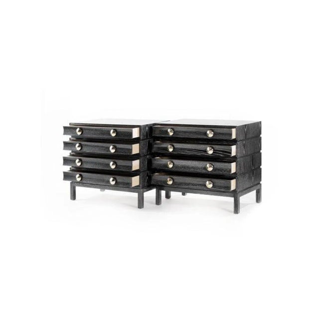 Modern Stamford Modern's Stacked Bedside Tables in Black Ceruse - a Pair For Sale - Image 3 of 9