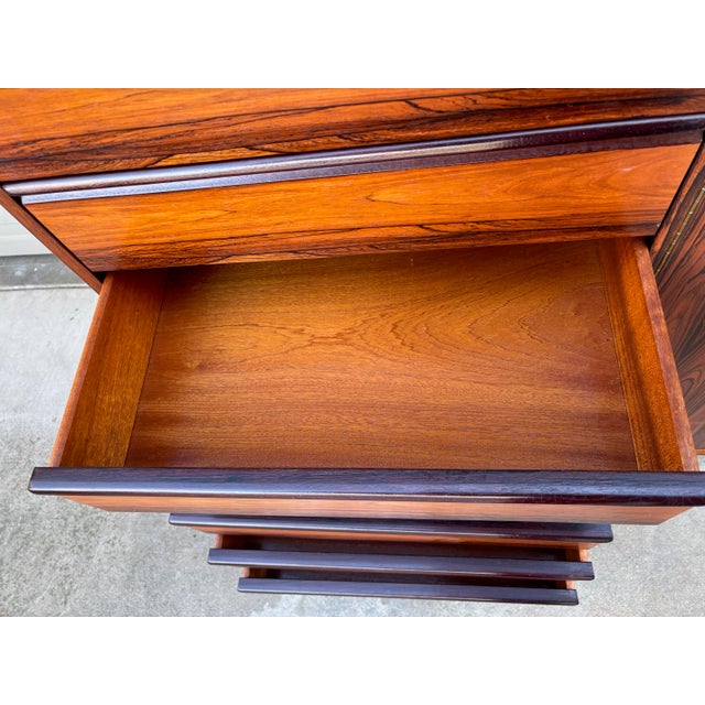 Vintage Danish Westnofa Rosewood Dresser Gentleman's Chest Drawers Highboy For Sale - Image 10 of 14