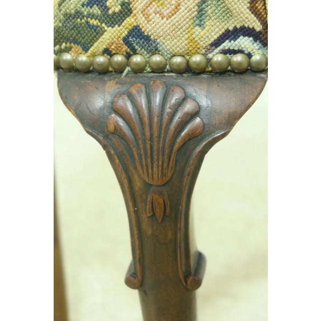 19th Century Vintage English George III Needlepoint Ottoman For Sale - Image 5 of 10