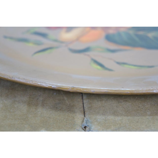 Mid 20th Century Mid 20th Century Helen McRae Round Hand Painted Fruit Basket Toleware Tray Charger For Sale - Image 5 of 11