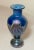 Blue Vintage Miniature Hand Blown Pulled Feather Blue Iridescent Studio Glass Vase For Sale - Image 8 of 10