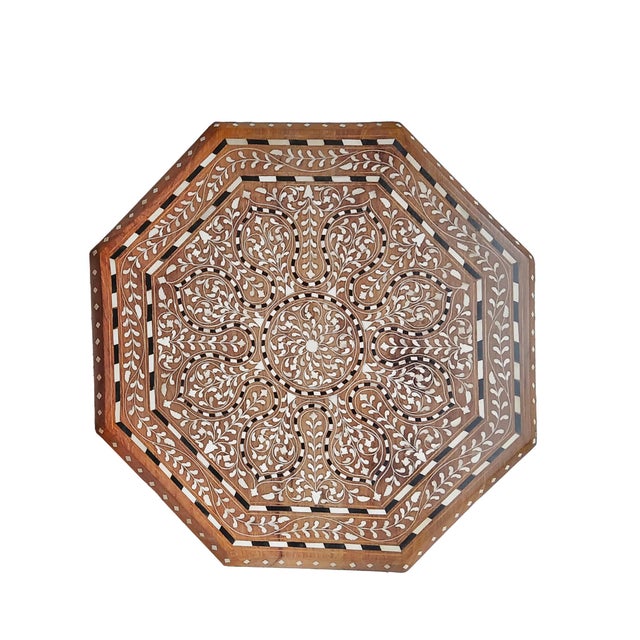 Inlaid Teak Octagonal Side Table, India For Sale In New York - Image 6 of 17