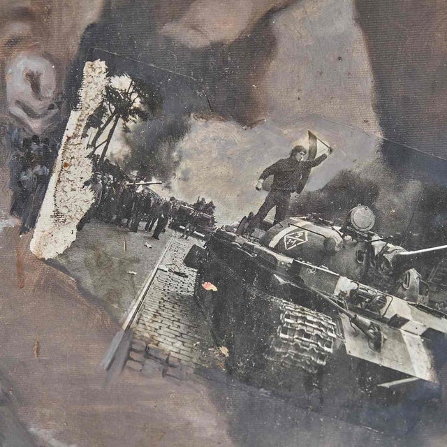 Unknown, Artistic Photomontage, 1980s, Oil on Canvas For Sale - Image 5 of 8