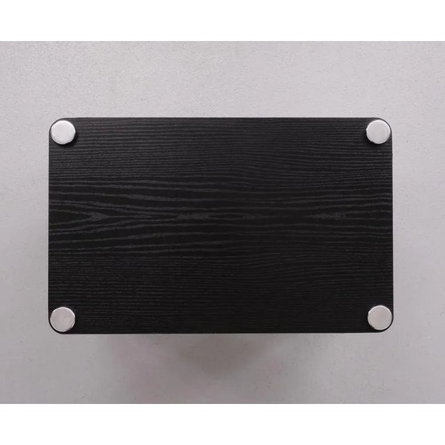 Very nice set of nesting table. Black Ebonized wood comes with Chrome round legs. 1970s France.