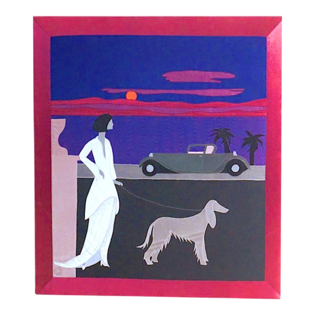 Art Deco Style Silk Wall Hanging by Patrick Burnham For Sale