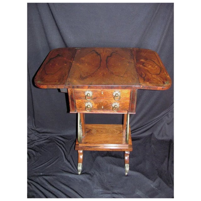 Wood English Regency Rosewood Sewing Work Table Circa 1820 For Sale - Image 7 of 9