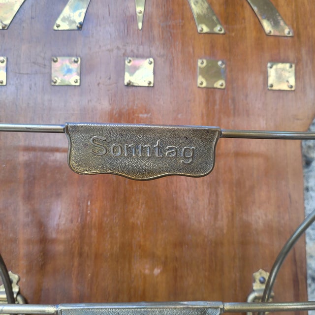Art Deco Wall-Mounted Magazine Rack in Wood and Gilt Brass, Germany, 1930s For Sale - Image 13 of 18