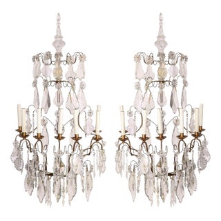 French Seven Branch Cut-Crystal Wall Lights, 1860, Set of 2 For Sale