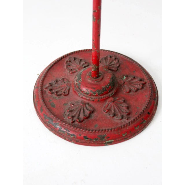 Antique Red Bird Cage with Cast Iron Stand For Sale - Image 9 of 10