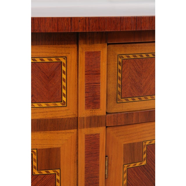 Decorative Crafts Walnut Inlaid Demi Lune Commode Cabinet For Sale - Image 16 of 18