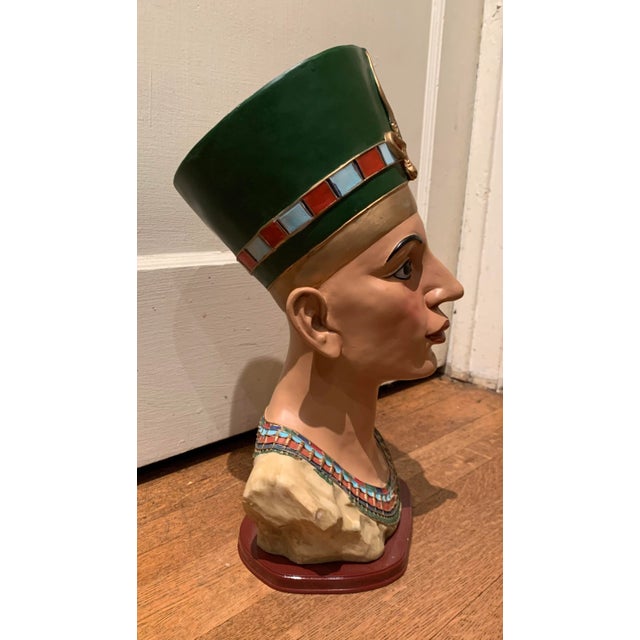 Traditional Vintage Composite Painted Egyptian Bust For Sale - Image 3 of 13