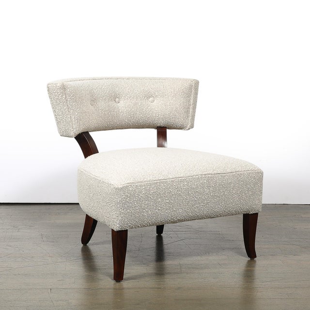 Mid-Century Modern Pair of Mid-Century Curved Slipper Chairs W/ Bouclé Upholstery by Billy Haines For Sale - Image 3 of 13