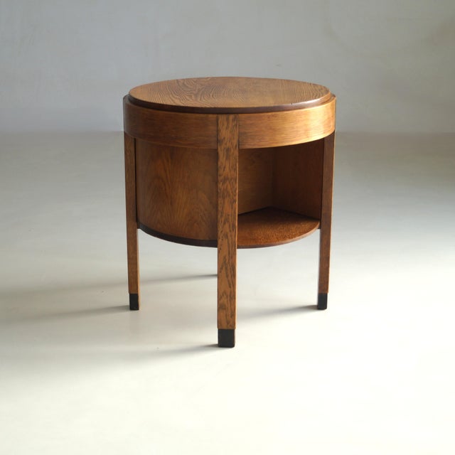 Dutch Art Deco Oak Accent Table with Storage, 1920s For Sale - Image 11 of 18