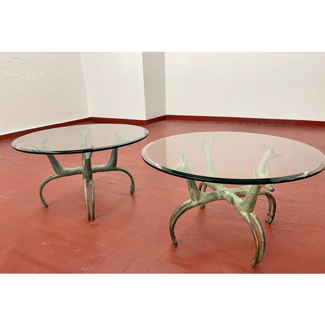 Pair of Cast Bronze Deer Form Table Bases After French Designer Armand-Albert Rateau For Sale - Image 4 of 12