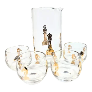 Mid Century Chess Cocktail Set- Set of Five