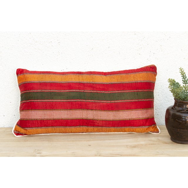 Patan Striped Mashru Lumbar Pillow For Sale In Los Angeles - Image 6 of 6