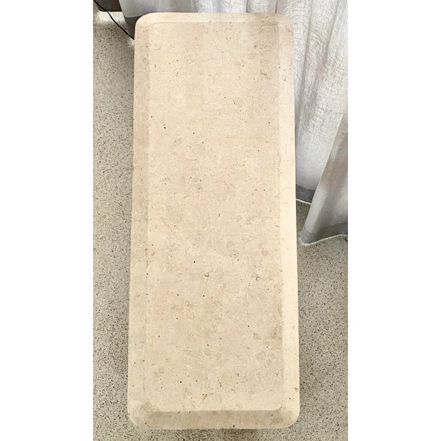 Wood Relocation Super Sale! 1980s Postmodern Stone Topped Console Table For Sale - Image 7 of 12