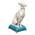 Vintage Italian Midcentury Porcelain Greyhound Dog Sitting on Blue Cushion For Sale