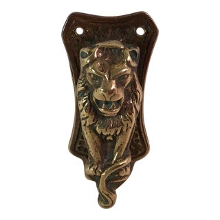 Vintage Brass Lion Door Knocker For Sale