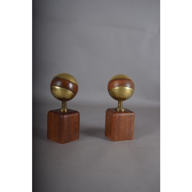 Brass and Wood Sphere Sculptures from Ardisur, Spain, 1970s, Set of 2 For Sale - Image 11 of 13