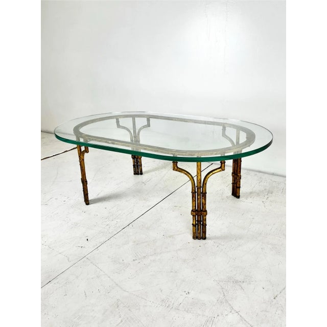 Vintage Gilt Gold Faux Bamboo Coffee Table For Sale - Image 10 of 10