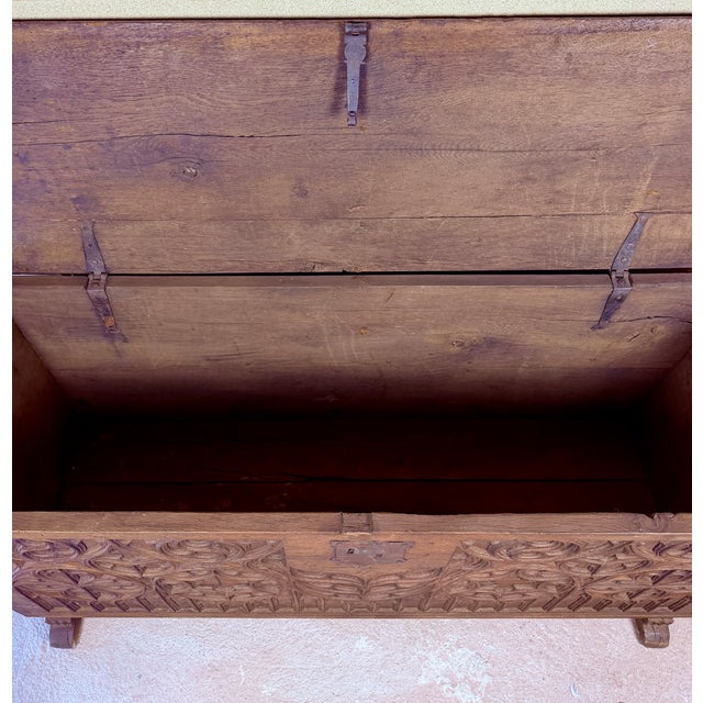 Late 19th Century Spanish Carved Wood Chest With Gothic Decoration For Sale - Image 9 of 17
