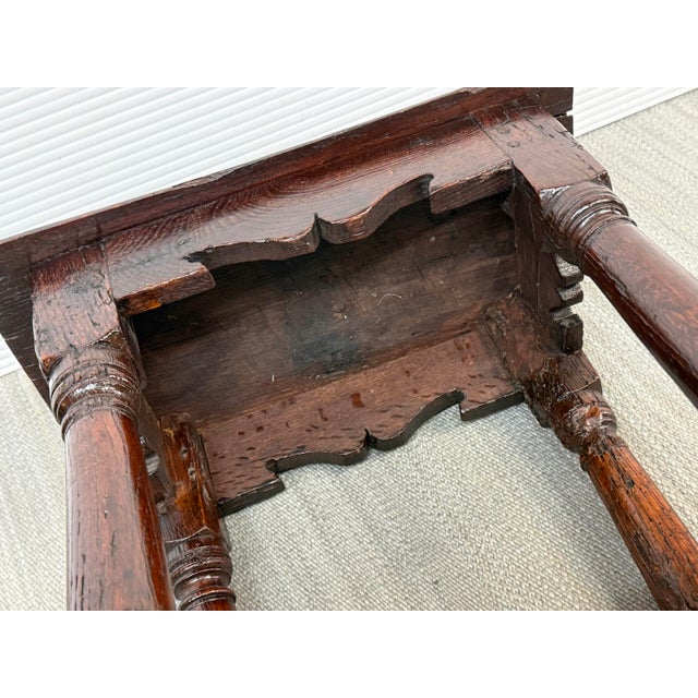 Brown 18th Century Antique English Oak Joint Stool For Sale - Image 8 of 11