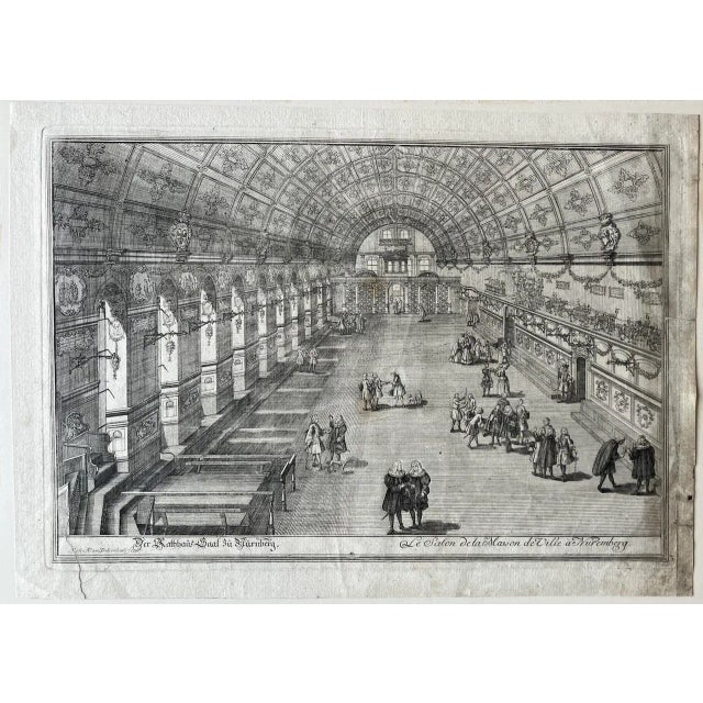 Rare John Adams Delsenbach "The Nuremberg Town Hall" Architectural Engraving C.1720 For Sale - Image 13 of 13