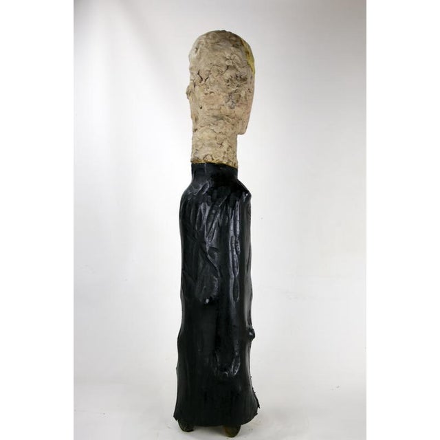 Figurative Mixed Media Bust Sculpture in Ceramic Oxides and Carved Fir by Óscar Aldonza Torres, 2021 For Sale - Image 12 of 16