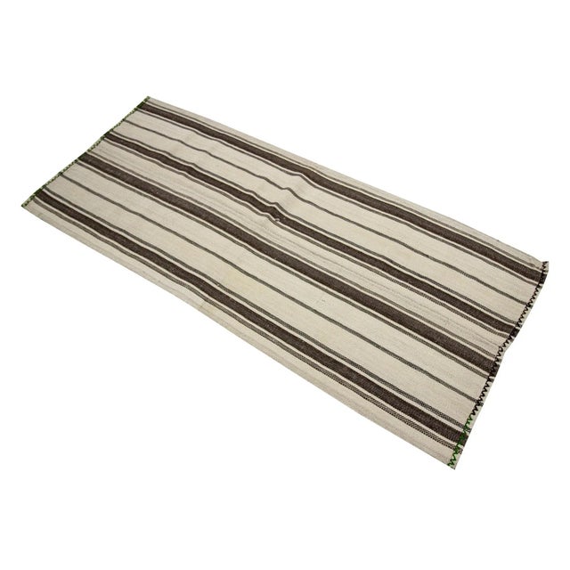 1960s Vintage Striped Wool Turkish Kilim Rug- 2′6″ × 5′10″ For Sale - Image 4 of 7