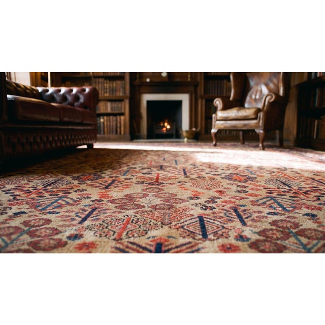 1880s Multicolor Tree of Life Tribal Shrub n.w Antique Bakshaiesh Rug Square Carpet For Sale - Image 10 of 12