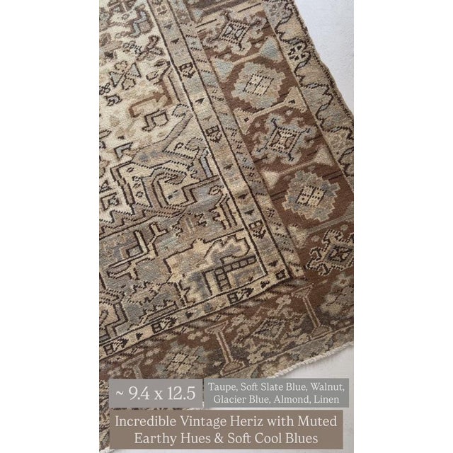 All of our antique & vintage rugs are professionally cleaned prior to being listed Name: AIRY Vintage Heriz with Gorgeous...