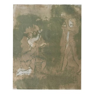 Luckner Heinrich Von, Two Figures Kneeling, Nude, 1950s, Lithograph For Sale