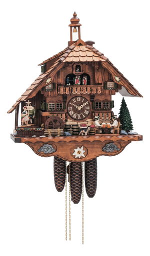 Black Forest Chalet Double Beer Drinker Musical Clock