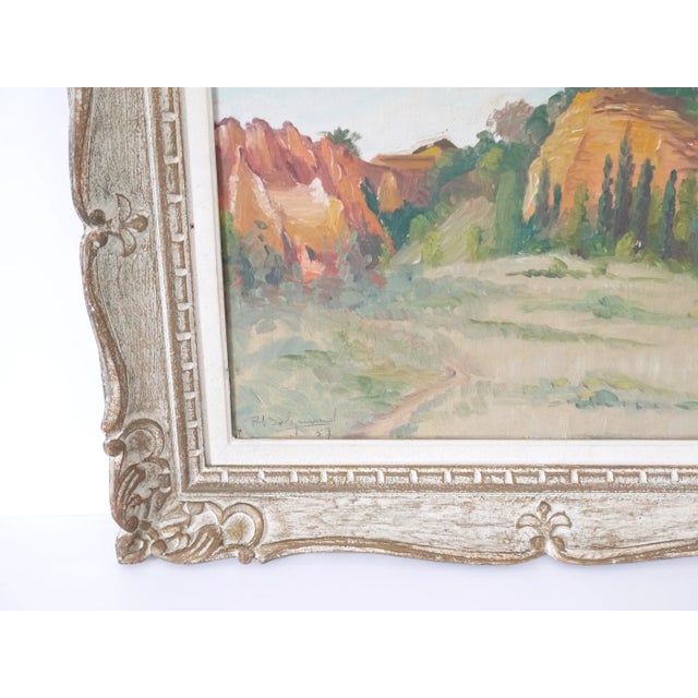 Mid-Century Modern French Vintage Mountain Landscape Oil Painting Signed For Sale - Image 3 of 10