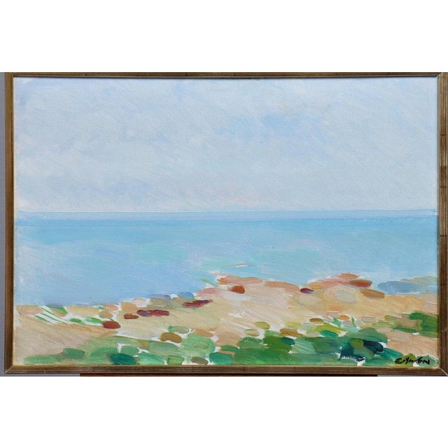 Original Swedish Oil on Panel – “Coast” by Eric Elfvén (1921–2008) – Signed – Vintage & Framed – 66.5 × 46 cm (26.2" ×...