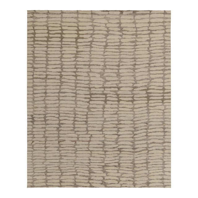 Rug & Kilim’s Modern Rug in Gray With White Geometric Patterns For Sale