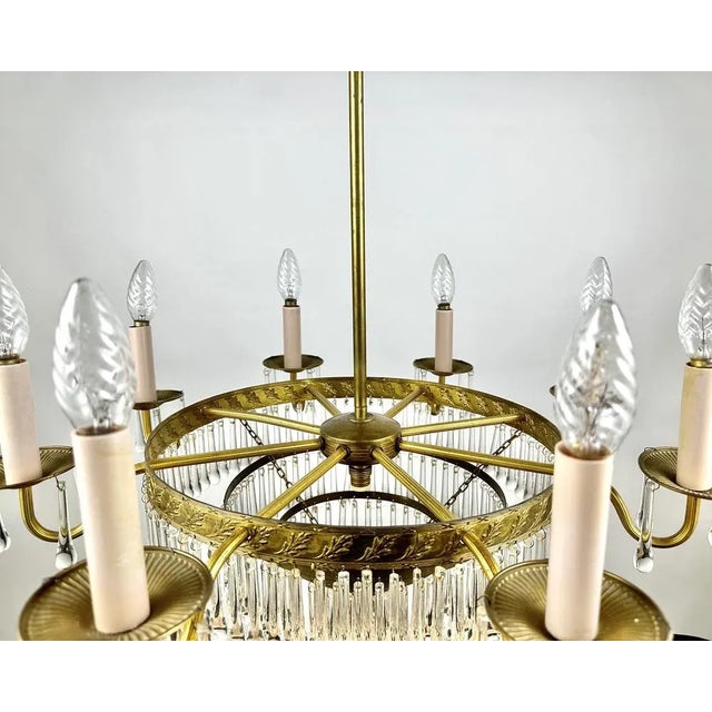 Metal Vintage French Cascading Crystal and Brass Chandelier, 1960s For Sale - Image 7 of 11