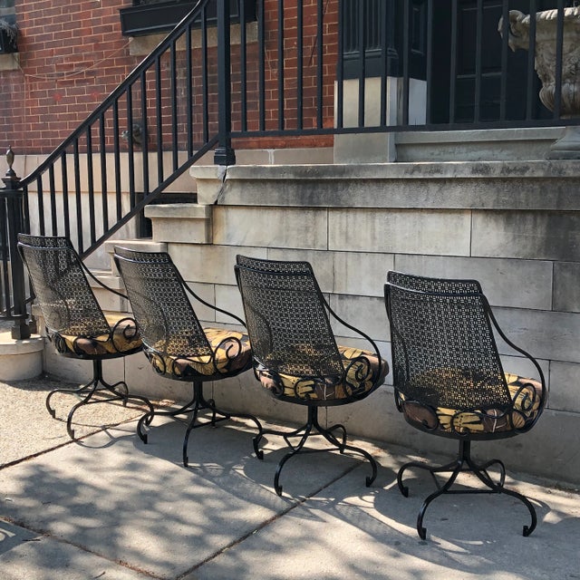 Mid-Century Wrought Iron Swivel Chairs - Set of 4 For Sale - Image 10 of 13