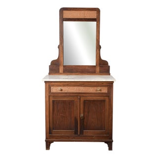 Dressing Table with Mirror and Marble Top For Sale