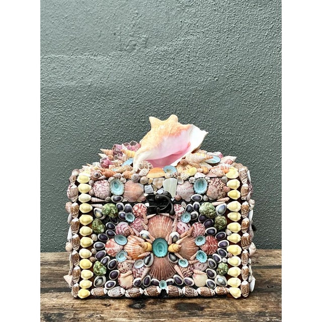 Vintage Shell Embellished Decorative Box For Sale In West Palm - Image 6 of 12