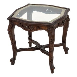Louis XV Style Glass Top Side Table, Ca. 1900 For Sale