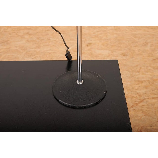 Table Lamp in Black Cast Aluminum Base, Chrome-Plated Metal Rods, Chrome-Plated Sheet Metal Lampshade For Sale - Image 4 of 9