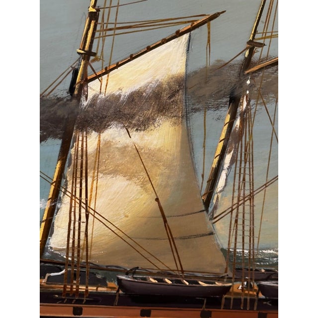 Nautical Ss Great Britain Steamship Large Gilt Framed Marine Oil on Panel Painting Signed Salvatore Colacicco For Sale - Image 10 of 18