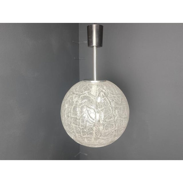 White Vintage Pendant Light attributed to Doria Leuchten, 1960s For Sale - Image 8 of 10