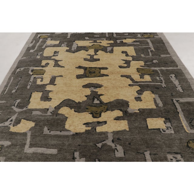 Rug & Kilim Contemporary Art Deco Style Geometric Gray & Beige Wool Rug by Rug & Kilim For Sale - Image 4 of 10