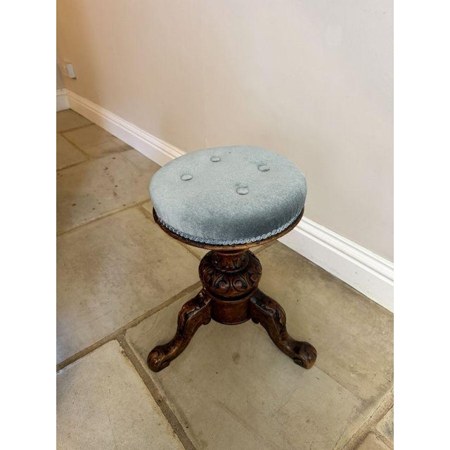 Antique Victorian Carved Walnut Stool, 1880 For Sale - Image 3 of 6