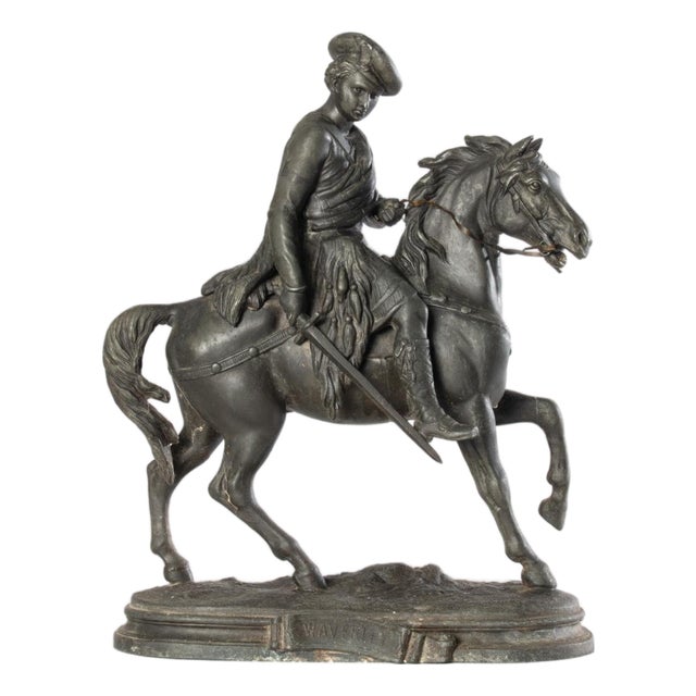 Antique Spelter Horse and Rider Clock Topper Statue For Sale