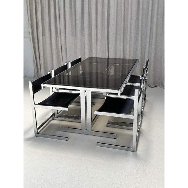 Brutalist Chrome and Leather Chairs from Sigma Furniture, Belgium, 1960s, Set of 6 For Sale - Image 10 of 12